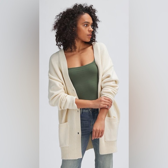 Basin + Range Button Relaxed Oversized Fit Drop Shoulder Cotton Cardigan M/L - Picture 1 of 9
